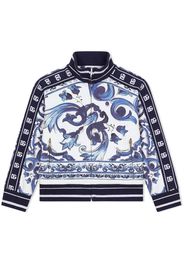 DOLCE & GABBANA KIDS Majolica-print cotton bomber jacket - Blue