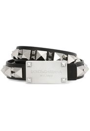 Dolce & Gabbana studded logo-plaque leather belt - Black