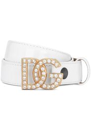 Dolce & Gabbana crystal logo-buckle belt - White