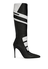 Dolce & Gabbana logo-detail leather knee-length boots - Black