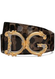 Dolce & Gabbana logo-plaque leopard-print belt - Brown