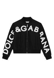 Dolce & Gabbana Kids logo-print bomber jacket - Black