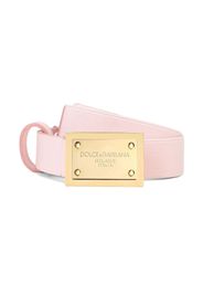 Dolce & Gabbana Kids logo-plaque leather belt - Pink