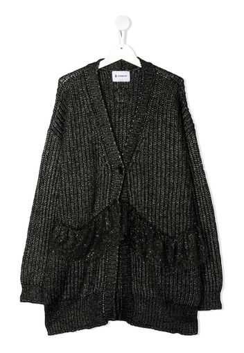 TEEN ribbed knit longline cardigan