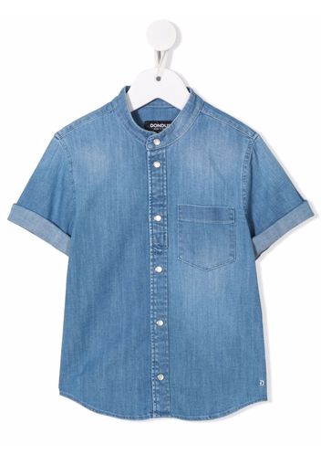 DONDUP KIDS short-sleeved cotton denim shirt - Blue