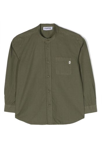 DONDUP KIDS logo-plaque long-sleeve shirt - Green