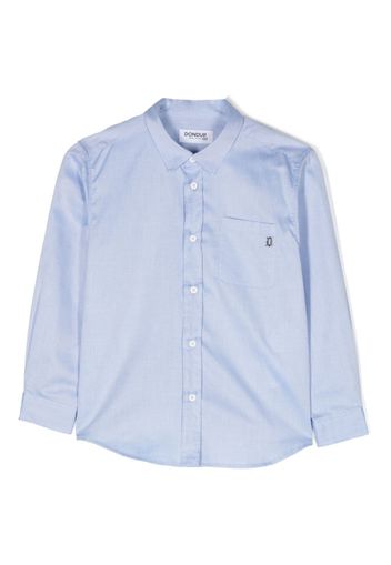 DONDUP KIDS logo-plaque cotton shirt - Blue