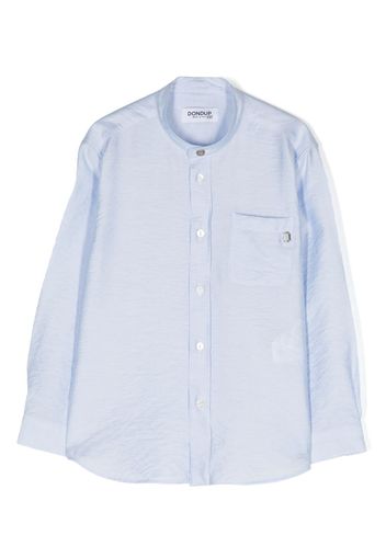DONDUP KIDS logo-plaque striped shirt - Blue