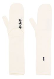 Doublet logo-intarsia knitted mittens - White