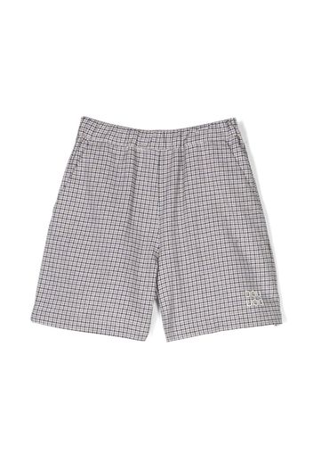 Douuod Kids logo-print plaid shorts - White