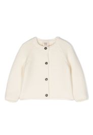 Douuod Kids crew-neck tricot-knit cardigan - Neutrals