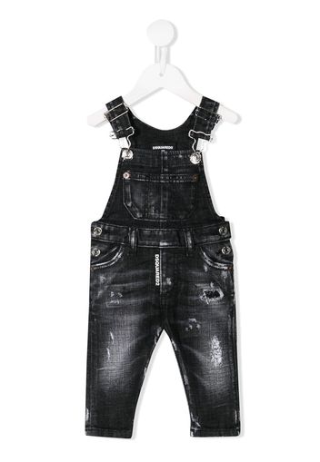 Dsquared2 Kids stonewashed dungarees - Black