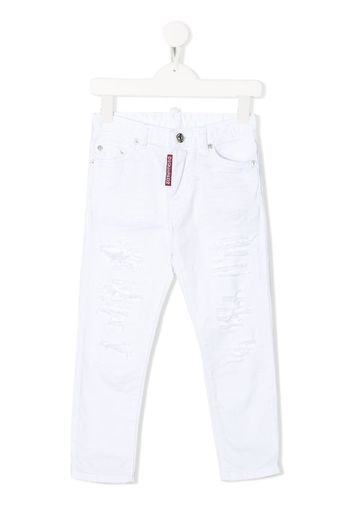 distressed-effect straight jeans