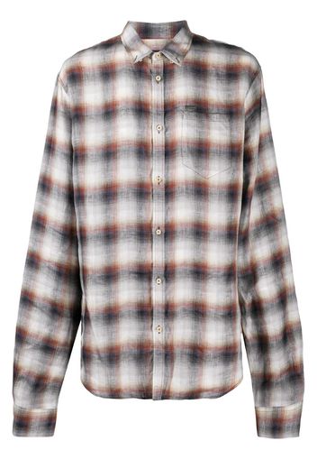 plaid button-front shirt