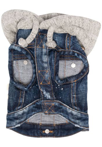 denim patch hooded jacket