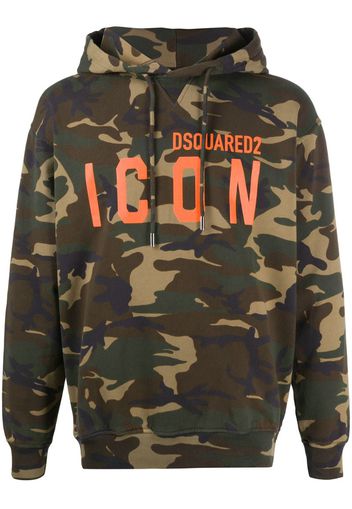 logo-print camouflage hoodie