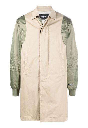 Dsquared2 contrast-sleeve single-breasted coat - Neutrals