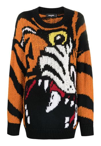 Dsquared2 tiger-intarsia jumper - Orange