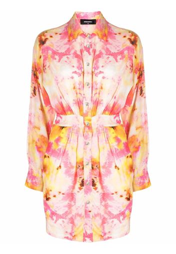 Dsquared2 tie-dye print fitted-waist shirt dress - 001S MULTICOLOR