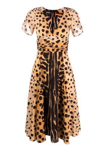 Dsquared2 graffiti animal-print flared midi dress - Brown