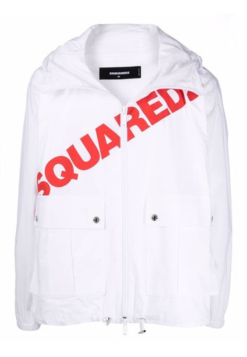 Dsquared2 logo-print cargo-pocket hoodie - White