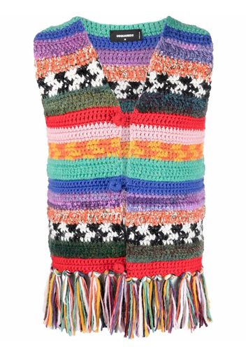 Dsquared2 fringed colour-block waistcoat