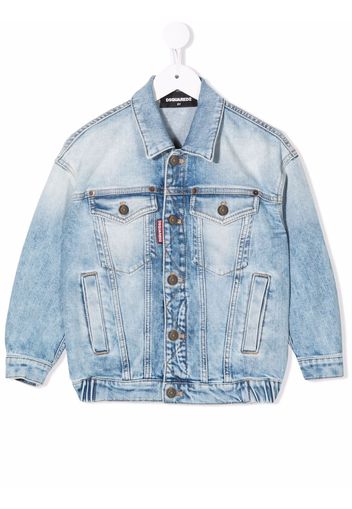 Dsquared2 Kids acid-wash button-up denim jacket - Blue