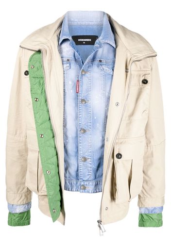 Dsquared2 logo-print quilted jacket - Neutrals