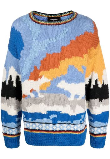 Dsquared2 intarsia-knit design jumper - Blue