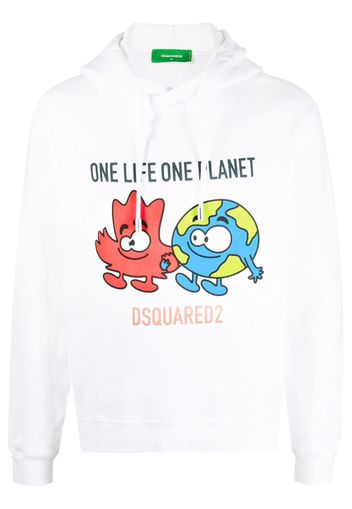 Dsquared2 graphic-print drawstring hoodie - White