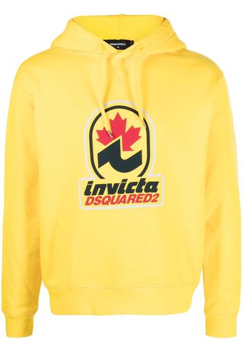 Dsquared2 Invicta-print logo hoodie - Yellow