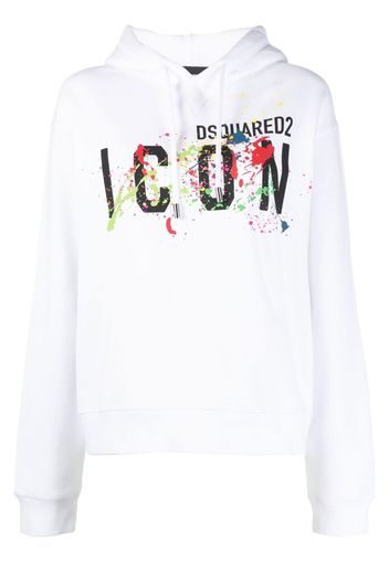 Dsquared2 splatter logo-print hoodie - White