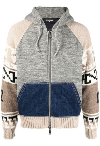 Dsquared2 intarsia-knit zip-up hoodie - Grey