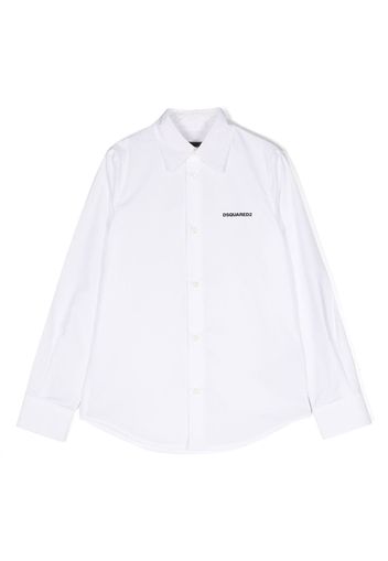 Dsquared2 Kids logo-print button-up cotton shirt - White