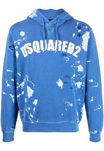 Dsquared2 logo-print distressed hoodie - Blue