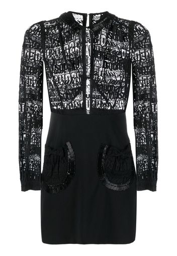 Dsquared2 logo-lace long-sleeve minidress - Black