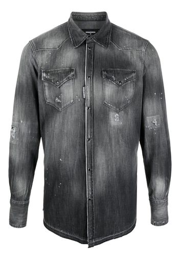 Dsquared2 bleach-wash long-sleeve shirt - Black