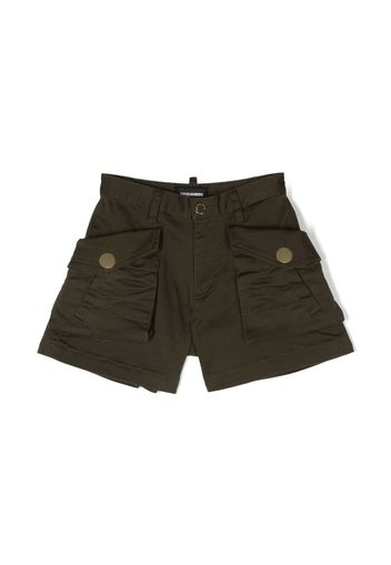 Dsquared2 Kids logo-plaque stretch-cotton shorts - Green