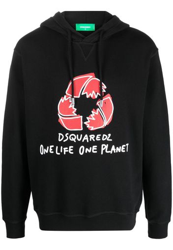 Dsquared2 logo-print drawstring hoodie - Black