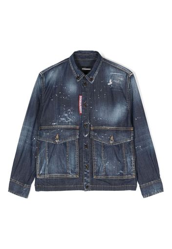 Dsquared2 Kids paint-splatter denim shirt - Blue