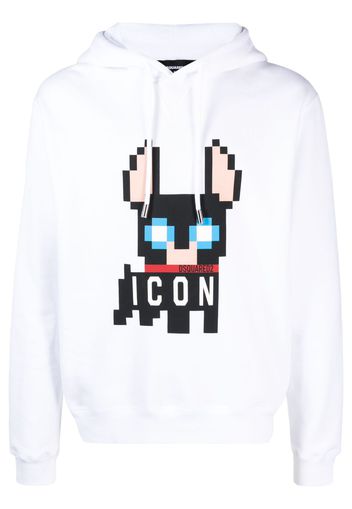 Dsquared2 signature Icon-motif cotton hoodie - White