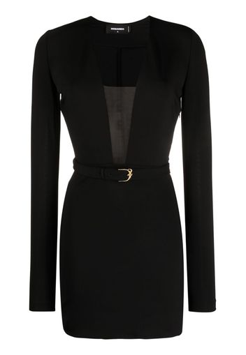 Dsquared2 plunging-neckline belted minidress - Black