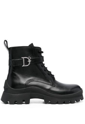 Dsquared2 logo-buckle leather ankle boots - Black