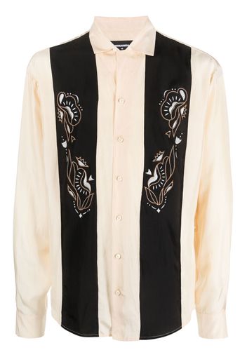 Dsquared2 embroidered silk bowling shirt - Neutrals