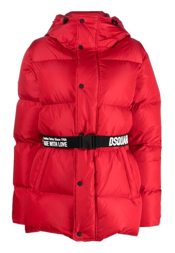 Dsquared2 hooded belted puffer jacket