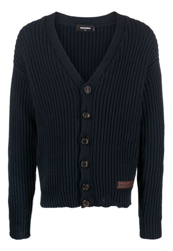 Dsquared2 broken-stitch V-neck cardigan - Blue