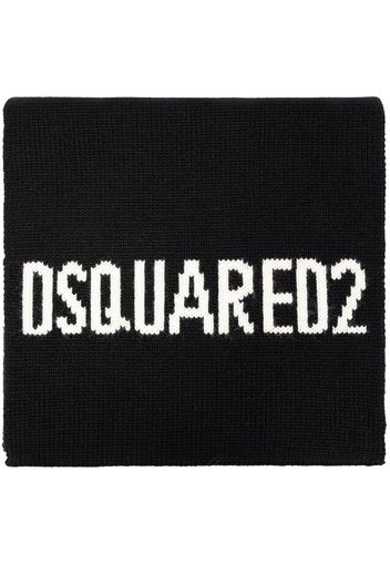 Dsquared2 logo intarsia-knit wool scarf - Black