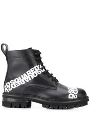 logo print lace-up boots