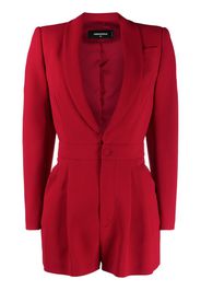 long-sleeved pleat-detail playsuit
