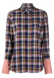 layered-sleeves plaid shirt